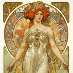 beautiful ardhnarishwar art nouveau inter - dimensional empress tsarina character portrait, ultra realistic, intricate detailed costume designed by eiko ishioka, highly detailed by peter mohrbacher, hajime sorayama, wayne barlowe, boris vallejo, aaron horkey, gaston bussiere, craig mullins alphonse mucha