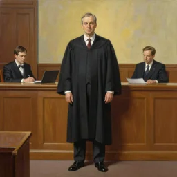 a stunning ultra realistic fine art painting of the world's greatest lawyer in a  court hearing, trout in pants,  by tom bagshaw, studio portrait, vibrant colors, 4K