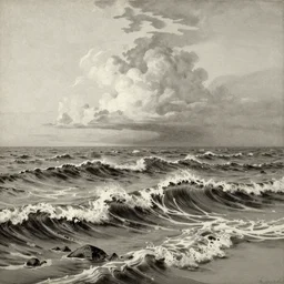 waveless ocean, etching by louis le breton, 1 8 6 9, 1 2 0 0 dpi scan