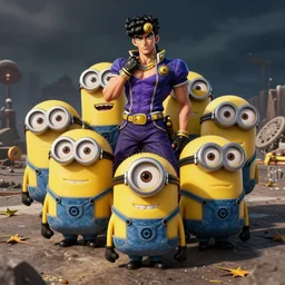 the minions in the style of jojo bizarre adventure