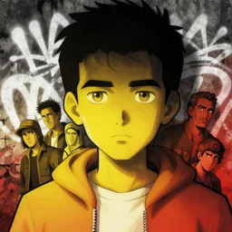 highly detailed closeup of a character, from abe's oddworld video game by atey ghailan, by greg rutkowski, by greg tocchini, by james gilleard, by joe fenton, by kaethe butcher, gradient yellow, black, brown, red and white color scheme, grunge aesthetic!!! white graffiti tag wall background