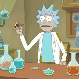 Walter White as a character in the series Rick and Morty makes potions with Rick and Morty