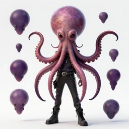 psychic punk rocker electrifying rockstar with a giant vampiric squid for a head concept character designs of various shapes and sizes by genndy tartakovsky and splatoon by nintendo and the psychonauts franchise by doublefine tim shafer artists as well as the artist for the new hotel transylvania film