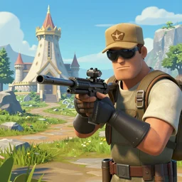 realistic still of sniper from team fortress 2 visiting whiterun, amazing details, 8 k, 8 5 mm, f. 1 4, beautiful composition