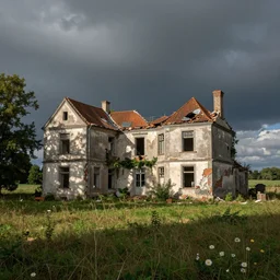 a demolished hause in the pasture by jean - baptiste monge