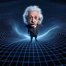 warped grid through the dimensions of the space - time continuum, albert enstein, wizard, octane render, 4 k