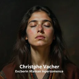 a beautiful portrait of a shaman with eyes closed feeling her heart, by christophe vacher
