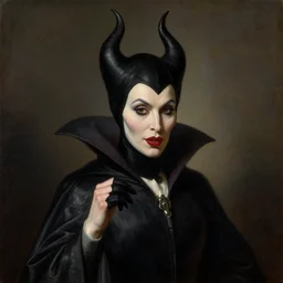 a beautiful painting dramatic portrait of maleficent by rembrandt, featured on artstation
