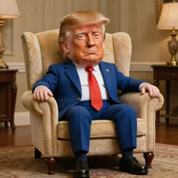 an armchair that looks like Donald Trump