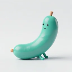 a small turquoise sausage - shaped creature with two elongated sticks from its body