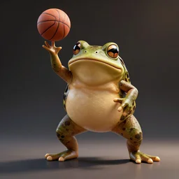 a six foot tall anthropomorphic toad playing basketball, spotted, light brown, unreal engine, 4 k, artstation, ultra realistic, dynamic lighting, dynamic shadow,