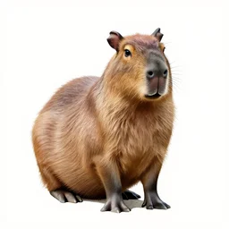 watercolor style capybara, professional studio photo, full body, isolated on a pure white background, centered, entire subject in frame, sharp focus, soft studio lighting