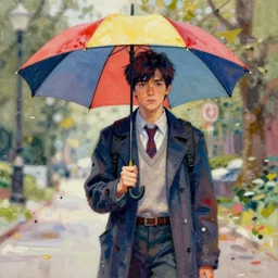 netflix show'the umbrella academy'done in 5 0's style, impressionistic, colorful, digital art, oil paintings, watercolor