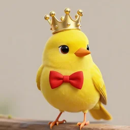 an elegant yellow bird wearing a crown and a red bow tie in the style of Charlie Bowater, very very beautiful, high quality, detailed, 4k, digital art, artstation