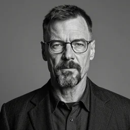 female walter white, greyscale, high contrast