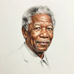 a pen sketch of morgan freeman