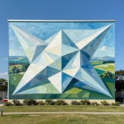 landscape scenery, Mural, Hyperprism, Geometric, Polygonal
