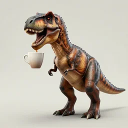 t _ rex droid drinking coffee