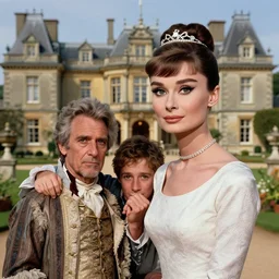 a mix of of lily cole anya taylor - joy and audry hepburn, tiara, 1 8 th century manor, hyperrealism photorealism, 8 k, hdr, unreal engine 5, octane render, photorealistic, extremely detailed, intricate, in the style of mark ryden, lostfish, earl nore, hyung tae, frank frazetta