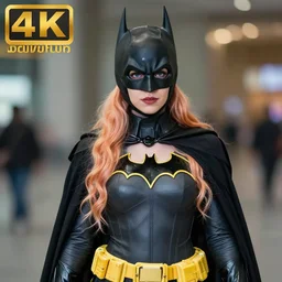 high quality photo of a cosplaying Anya taylor as batwoman , photography 4k, f1.8 anamorphic, bokeh, 4k, Canon, Nikon