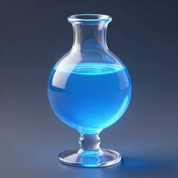 striking digital art of a mana potion, glowing blue liquid in a glass flask, stars sparkling in the liquid, dramatic light, background = alchemist\'s workshop, god rays, wood table, medieval, lighting shining through a window, magic in the air, vibrant colors, trending on artstation
