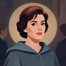 dnd head and shoulders portrait of beautiful jacqueline kennedy onassis in a cloak, clean cel shaded vector art. shutterstock. behance hd by lois van baarle, by gary chalk, redwall, illustration