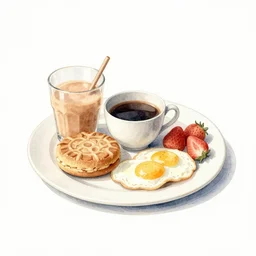 a zen breakfast, minimal, water color, very detailed, 4K