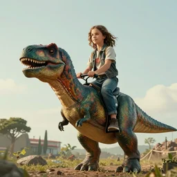 mirtha legrand riding a dinosaur, cinematic, 4 k, movie