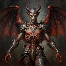 Morningstar themed painting of symmetrical torso Satan's infernal armor anatomy with batlike wings and extended evil hands concept, intricate artwork by H.R. Giger, Johnatan Wayshak, Zdizslaw Beksinski, Ayami Kojima, Amano, Karol Bak, Moebius, and Mark Brooks, Neo-Gothic, gothic, rich deep colors, art by Takato Yamamoto, masterpiece, face by Artgerm, very coherent artwork, cinematic, hyper realism, high detail, octane render, unreal engine, 8k, High contrast, golden ratio, trending on cgsociety