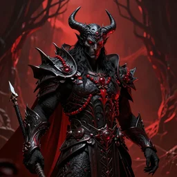 Melkor God of Evil, intricate and vibrant natural colours, powerful, Portrait, Incredible black and red illustration, Exquisite detail, octane render, 8k, post-processing
