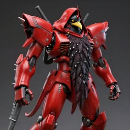 red kon - dam with davy jones tentacle beard gunpla spiked and long studded droid helmet, akira - style artistically anthropomorphic black bird head. cloaked hood down, dynamic pose. science fiction, portrait by donato giancola and greg rutkowski and wayne. hyper detailed. rendered in 3 0 0 0 cycles. top all time r / imaginarycyberpunk.