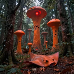 forest, surreal architecture orange dwarfs, red of those spells visions conveying some a beautiful stingray, a beautiful and ripped