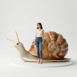 A photograph of a woman standing in a snail shape interior space with an arched door glowing white at the end, neon colors,F3.5,ISO640,18mm,1/60,Canon EOS 90D.