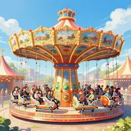 crazy funfair ride, extremely detailed, sharp focus, wide view, full body shot, smooth, digital illustration, by james jean, by rossdraws, frank franzzeta, mcbess, sakimichan