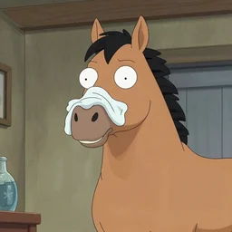 bojack horseman sneezing, photorealistic