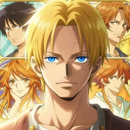 highly detailed vfx portrait of a blond centre parting pretty boy with blue eyes by eiichiro oda, makoto shinkai, alphonse mucha, sakimichan, sharp focus, art by artgerm and greg rutkowski!, backlit, harsh overhead sunlight,