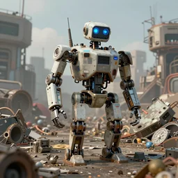a robot made from scrap parts from a futuristic junkyard, digital art h 9 6 0