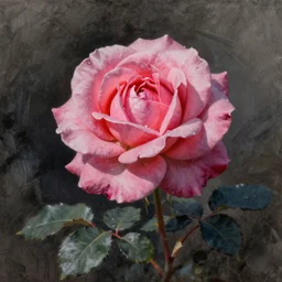 charcoal painting colorful pink rose by la fe