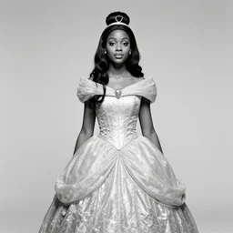 portrait photograpy of an african disney princess by dianne arbus, monochrome, low shot, f 1. 4, ultra - detailed, 8 k