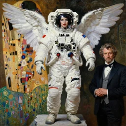 highly detailed oil painting | very intricate | cinematic lighting | award - winning | astronaut angel high fashion by alexander mcqueen | by roberto ferri, by tom bagshaw, by j. c. leyendecker and klimt, american romanticism, by austin osman spare, artstation, cgsociety, official art, octane