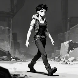 clementine walking dead game, gigachad black and white trending on artstation, painted by greg rutkowski