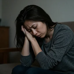 very tired mother