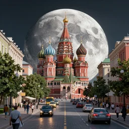 russian city on the moon designed by ash thorp, busy street, rendered in octane, unreal engine 5, photorealistic, 8 k hdr