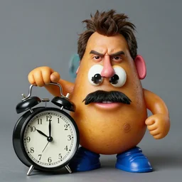 eery tough scary badass guy thing amalgamation, resemblance of jack black. a potato as jack black, posing 👯♂, alarm clock, jack black is a potato alarm clock, it's actually a potato but really kinda spongebob