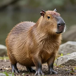 A figure of a human-ish capybara, by Kon Satoshi, beautiful, epic, carefully designed, detailed