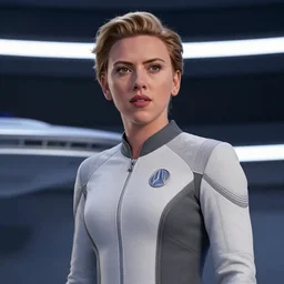 Scarlett Johansson is the captain of the starship Enterprise in the new Star Trek movie, 8k