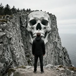 Man in front of the cliff of death by Zdzisław Beksiński