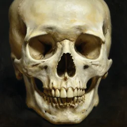 portrait of a skull!!!!!!!!!!!!!!!!!!!!!!!!!!!, detailed face, detailed painting, epic lighting, by ilya repin, phil hale and kent williams