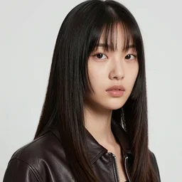 ektachrome, youthful asian demure, exquisite features, feminine cut, frontiers in flight leather, sebastian faena