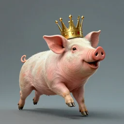 caricature of flying pig wearing a crown by salvador dalí, trending on art station, 4K